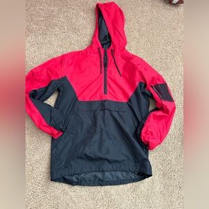 Red and black windbreaker